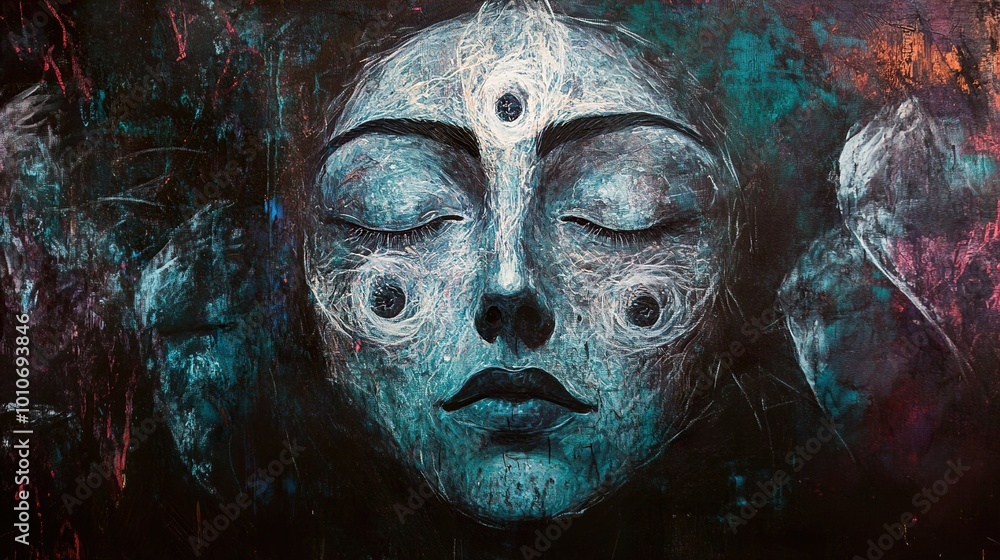 Abstract Portrait with Third Eye: A Mystical Painting Abstract Portrait with Third Eye: A Mystical Painting