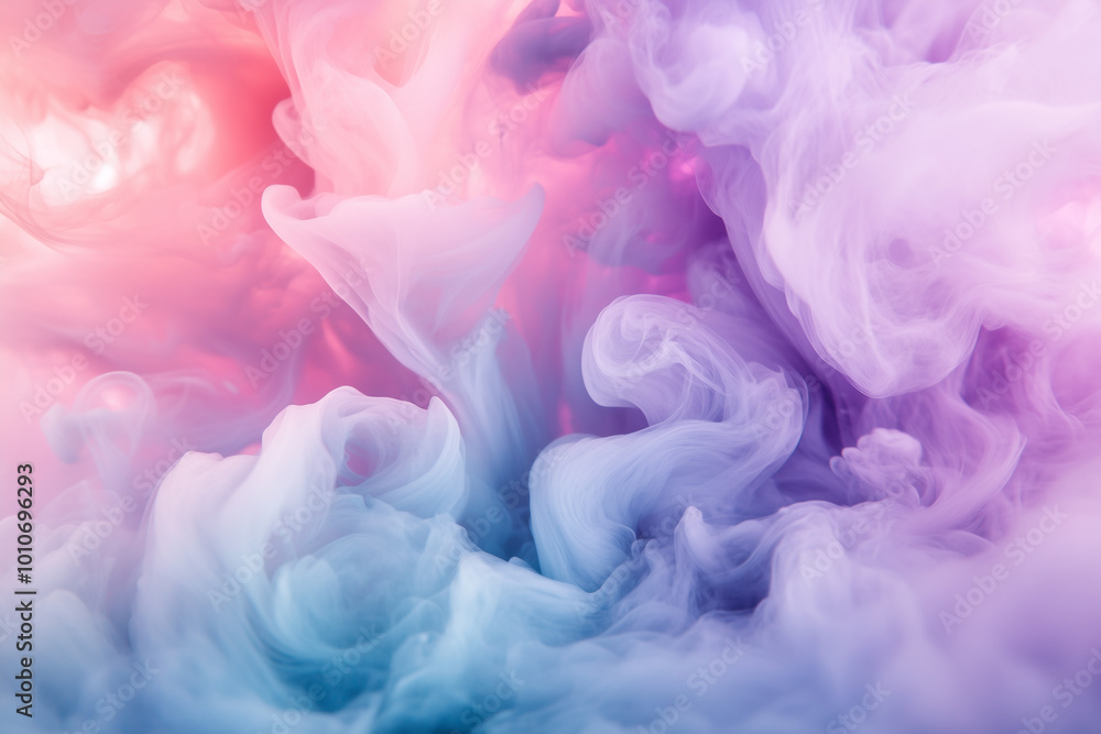 Abstract swirling cloud of colorful smoke in pastel pink, purple, and blue hues. Soft, ethereal shapes create a dreamy and artistic composition, perfect for creative backgrounds and visual effects Abstract swirling cloud of colorful smoke in pastel pink, purple, and blue hues. Soft, ethereal shapes create a dreamy and artistic composition, perfect for creative backgrounds and visual effects