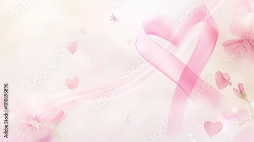 pink ribbon on a pink background. breast cancer awareness concept
