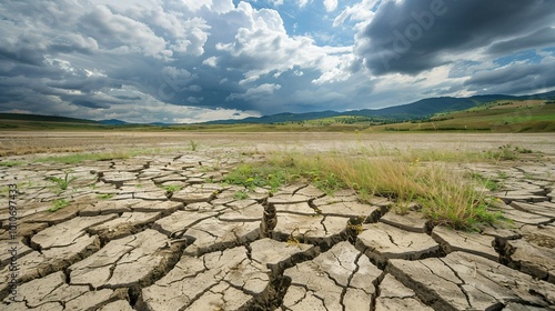 Once Fertile Ground, Now Cracked And Parched, This Dry Land Stands As A Symbol Of A Changing Earth.  photo