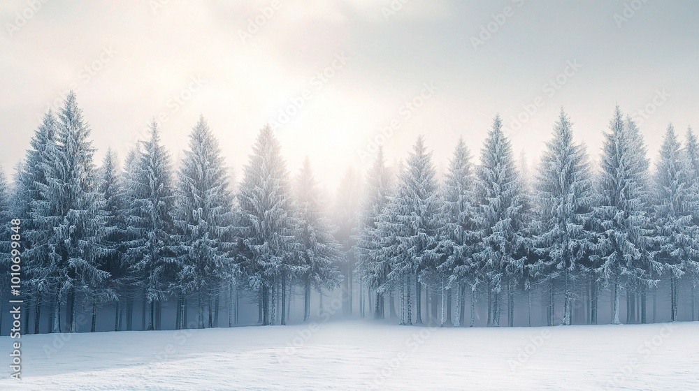 Serene Winter Forest with Snow-Covered Trees Serene Winter Forest with Snow-Covered Trees