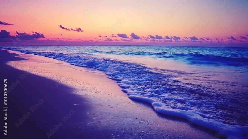 Fototapeta premium Serene Sunset Over Tranquil Ocean Waves