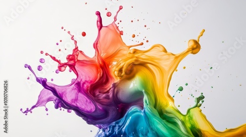 Vibrant Splash of Multicolored Liquid Paint in Abstract Motion and Expression