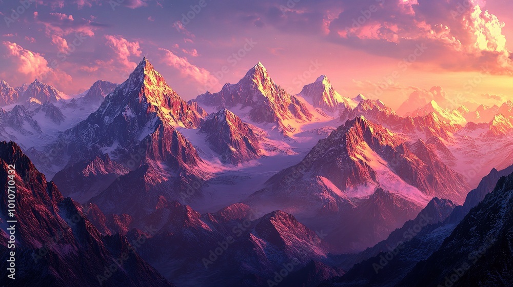 Breathtaking Mountain Landscape at Sunset Breathtaking Mountain Landscape at Sunset
