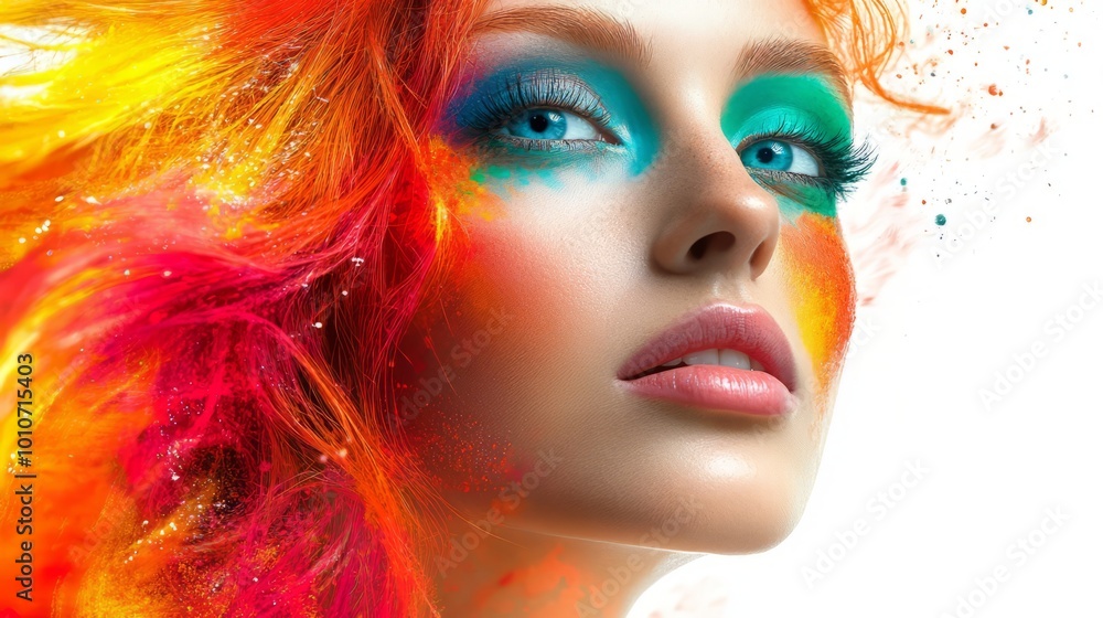 Captivating Redheaded Model with Vibrant Makeup and Mesmerizing Gaze in Studio Portrait Captivating Redheaded Model with Vibrant Makeup and Mesmerizing Gaze in Studio Portrait