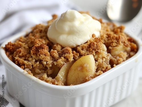 Apple Crisp autumn dessert, selective focus photo