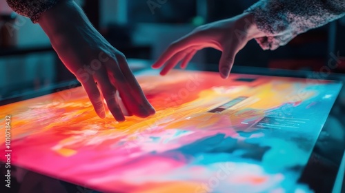 Vibrant Digital Art Creation on Interactive Touch Screen