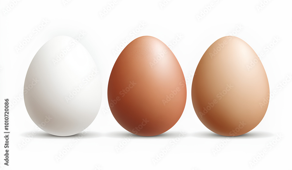 three eggs on white background three eggs on white background
