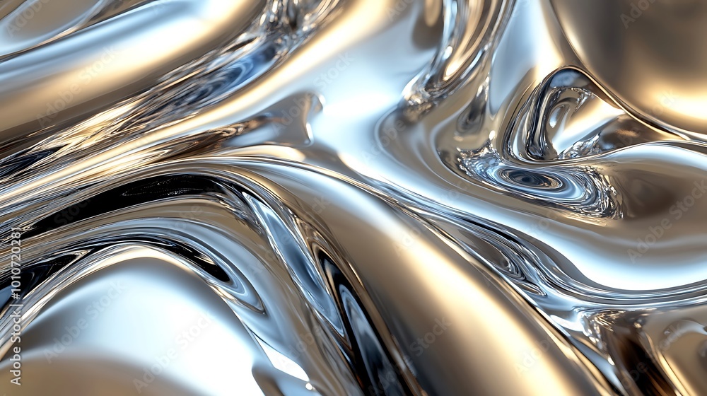 Captivating liquid metal texture highlighting flowing waves and luminous reflections Captivating liquid metal texture highlighting flowing waves and luminous reflections
