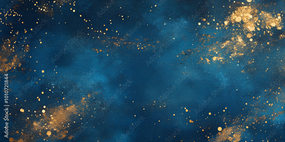 Cosmic Blue Background with Golden Stardust Cosmic Blue Background with Golden Stardust