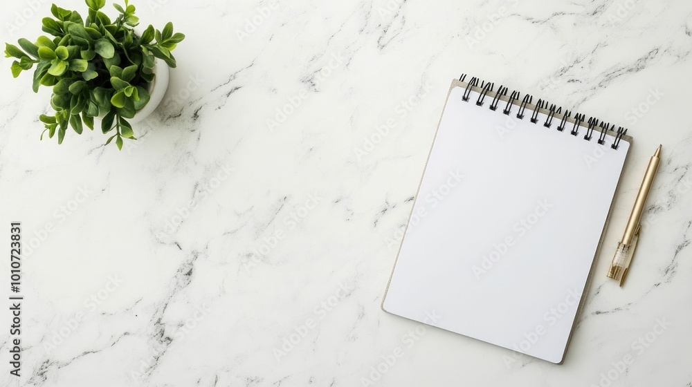 Minimalist marble desk workspace with open notebook planner for tracking water intake exercise and healthy habits Concept of wellness planning and lifestyle organization Minimalist marble desk workspace with open notebook planner for tracking water intake exercise and healthy habits Concept of wellness planning and lifestyle organization