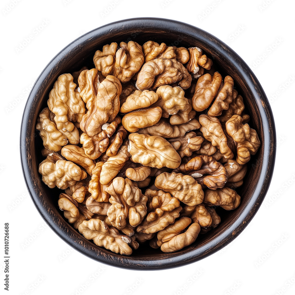 walnuts in bowl isolated on transparent or white background walnuts in bowl isolated on transparent or white background