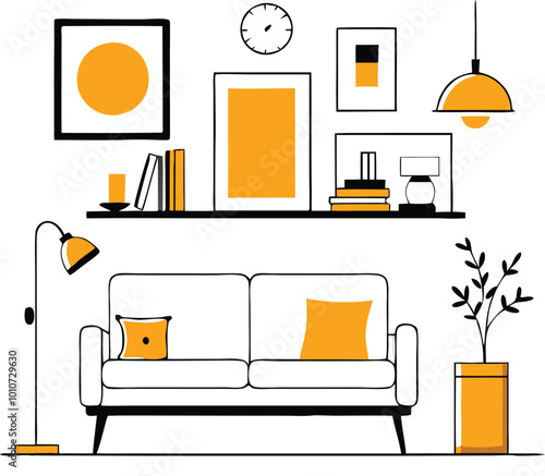 Five Colorful Sofas with Pillows and Legs