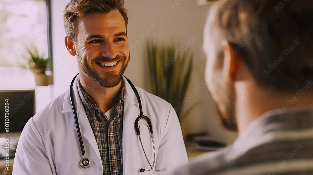 Friendly Doctor Engaging with Patient in Consultation Friendly Doctor Engaging with Patient in Consultation