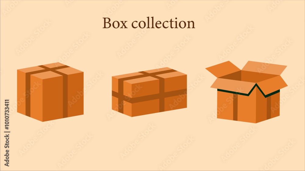 Obraz premium Three boxes are shown in a row, with the middle box being the largest