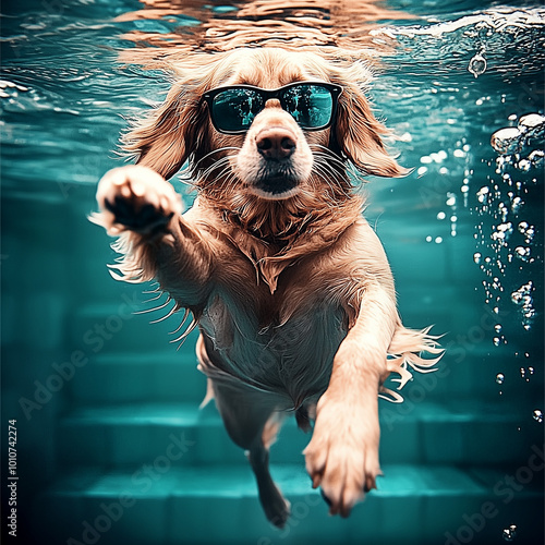 A fluffy golden retriever p...