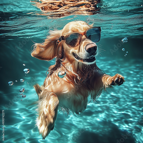 A fluffy golden retriever p...