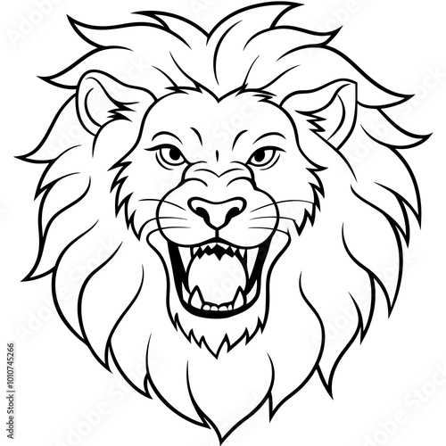 Roaring Angry Lion with Bared Teeth Vector Art Capturing Wild Animal Fury 