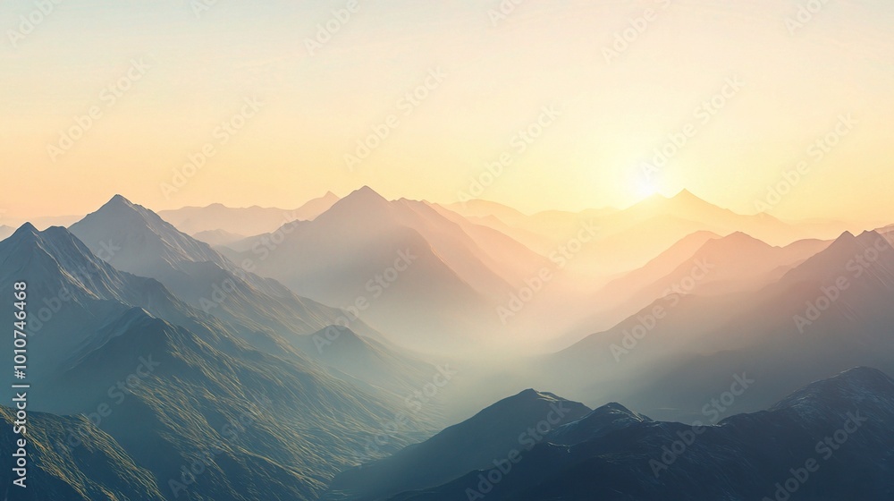 Serene Mountain Sunrise Over Rolling Hills Serene Mountain Sunrise Over Rolling Hills