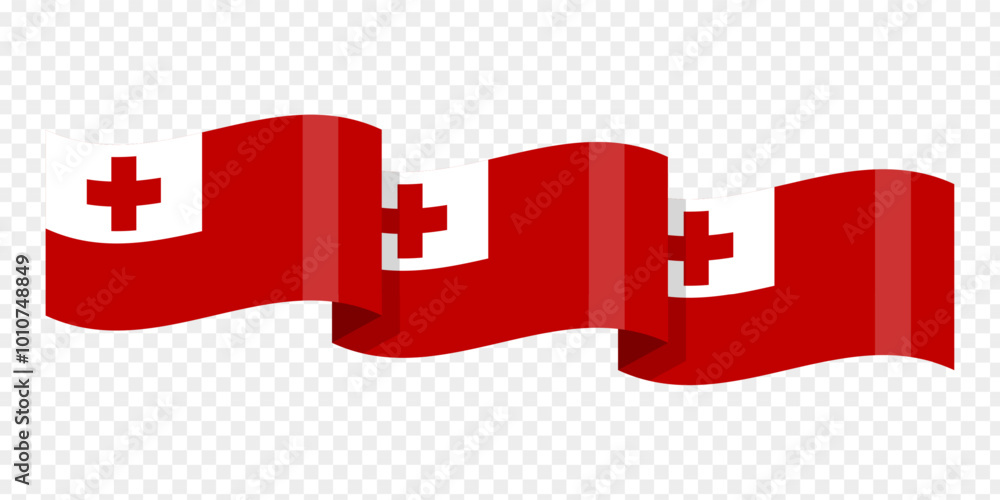 Vector illustration of wavy Tonga flag on transparent background Vector illustration of wavy Tonga flag on transparent background