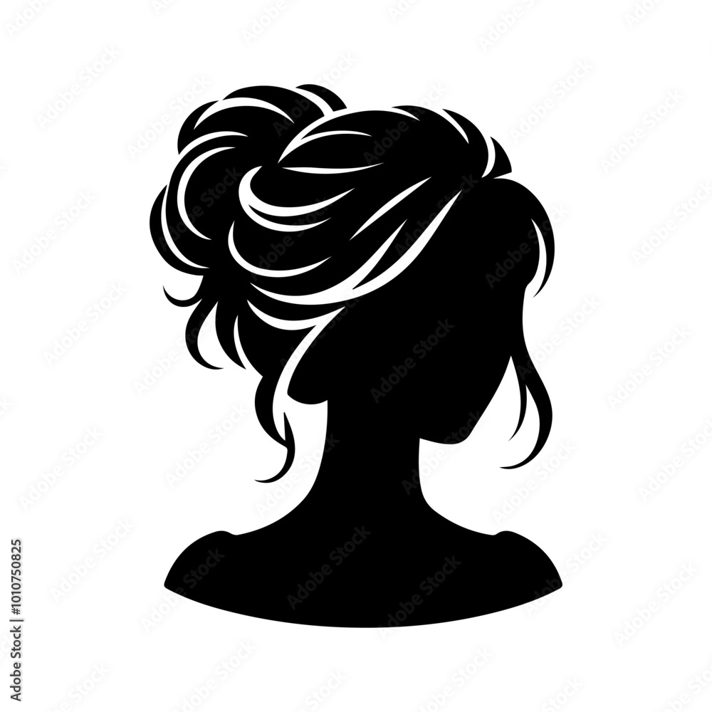 Fotografie Black and white silhouette of a beautiful woman with a lush hairstyle