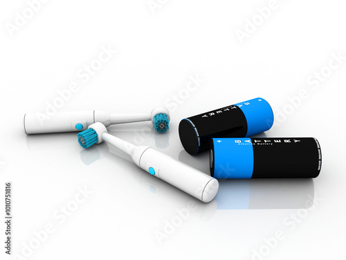 3d rendering new electric toothbrush with battery 