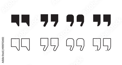 quotes icon black outline for web site design and mobile dark mode apps Vector illustration on a white background