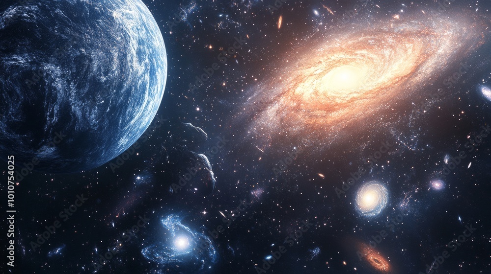 Background with space and galaxies, featuring a beautiful array of stars and cosmic formations. Background with space and galaxies, featuring a beautiful array of stars and cosmic formations.