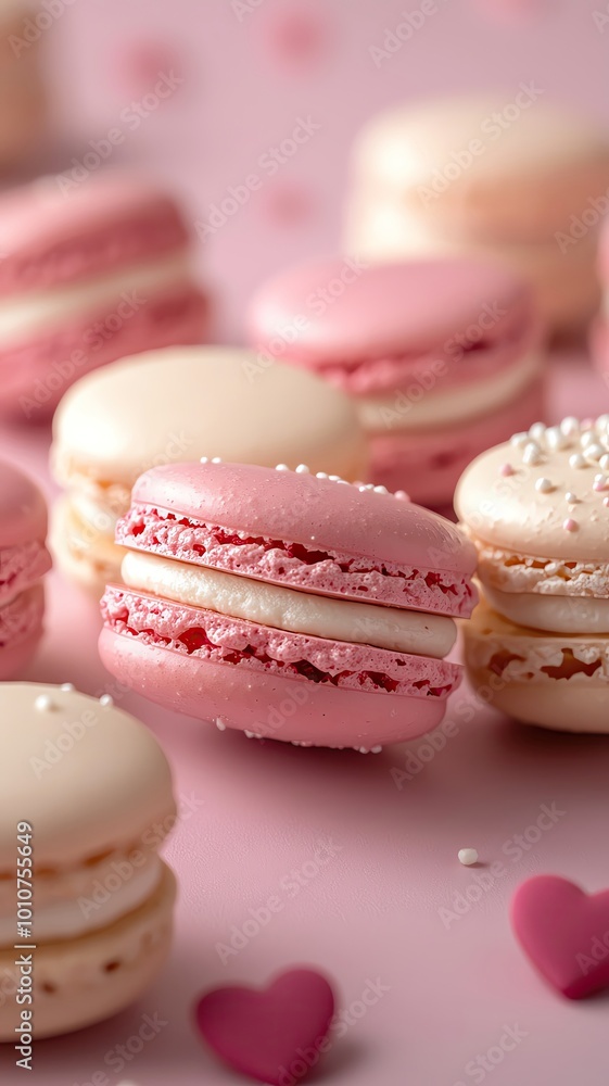 Colorful macarons on pink background. Colorful macarons on pink background.