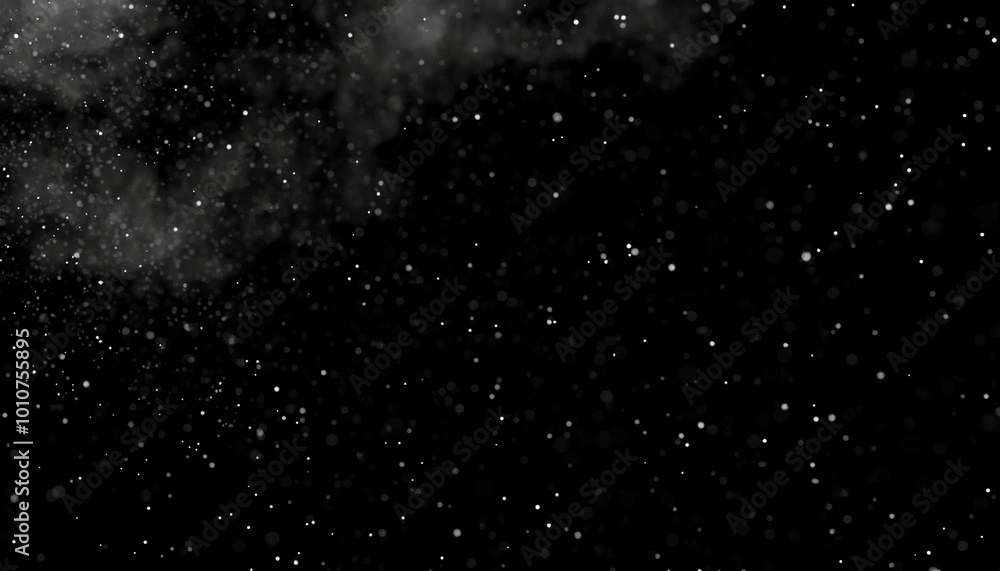 Obraz premium 星空 夜空 雪 粒子 コントラスト 静寂 美しさ 自然 宇宙 平和 冬季 黒と白 モノクローム 抽象的 アート テクスチャー 背景 瞑想 安らぎ 幻想