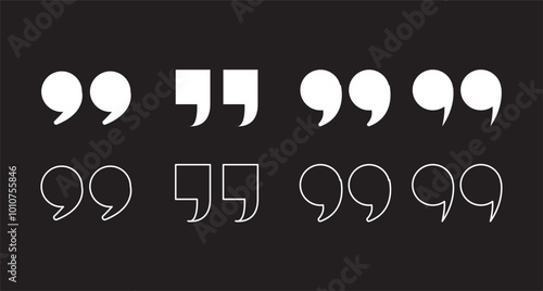 Vector black quote icon set. Quote Icon Object, Quote Icon Picture, Quote Icon Image - stock vector
