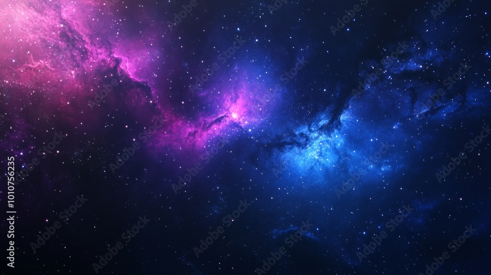 Background with stars, deep blue and purple space galaxy, featuring bright nebulae and distant stars. Background with stars, deep blue and purple space galaxy, featuring bright nebulae and distant stars.