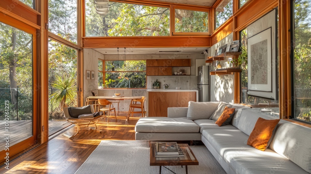 Fototapeta premium Petite retreat featuring compact and inviting interiors.