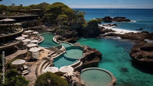 Iconic infinity pool at ayana resort and spa in bali  luxury 5 star hotel by the indian ocean photo