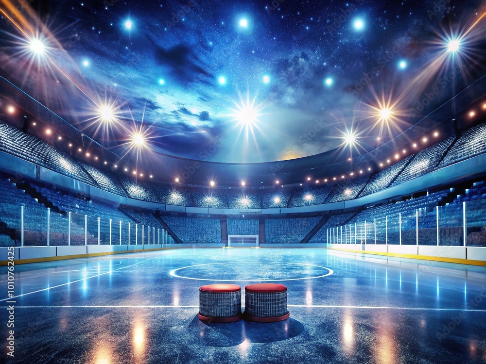 Photo &amp; Art Print Energetic ice hockey arena backdrop tailored for 