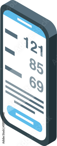 Smartphone showing blood pressure monitoring app with systolic, diastolic pressure and pulse readings