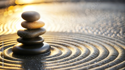 Stacked Zen Stones for Meditation and Focus, with Minimalist Wallpaper Background and Copy Space