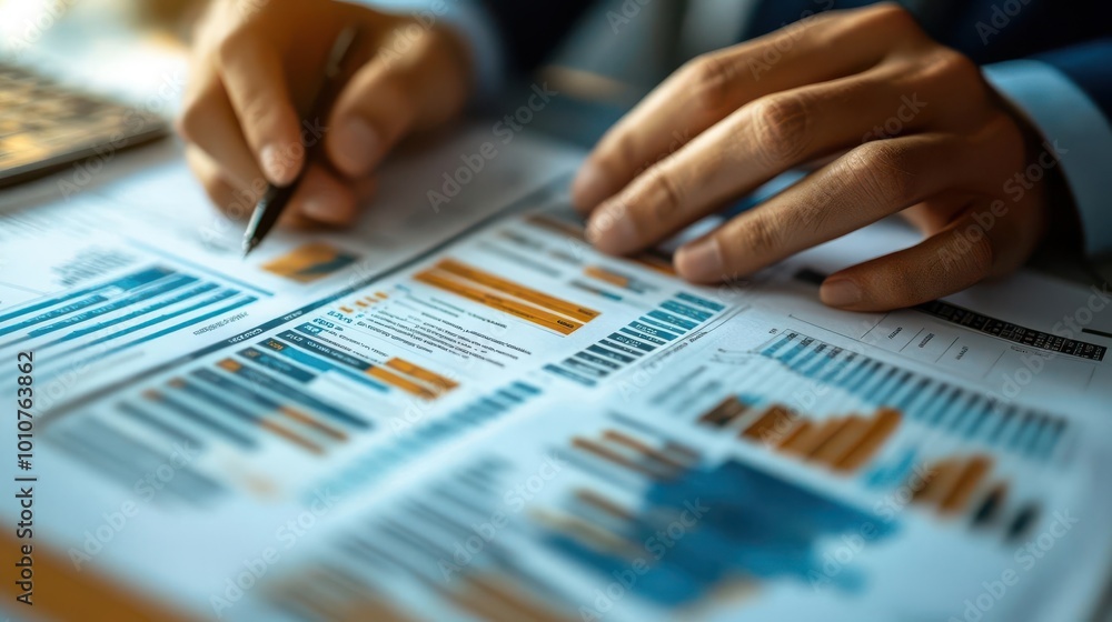A close-up of hands analyzing financial reports with charts and graphs, showcasing data insights and business strategy. A close-up of hands analyzing financial reports with charts and graphs, showcasing data insights and business strategy.