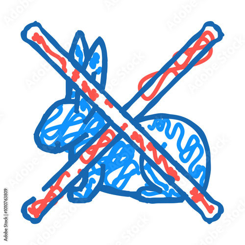 not tested on animals product label warning doodle icon sketch vector. not tested on animals product label warning sign. isolated symbol illustration