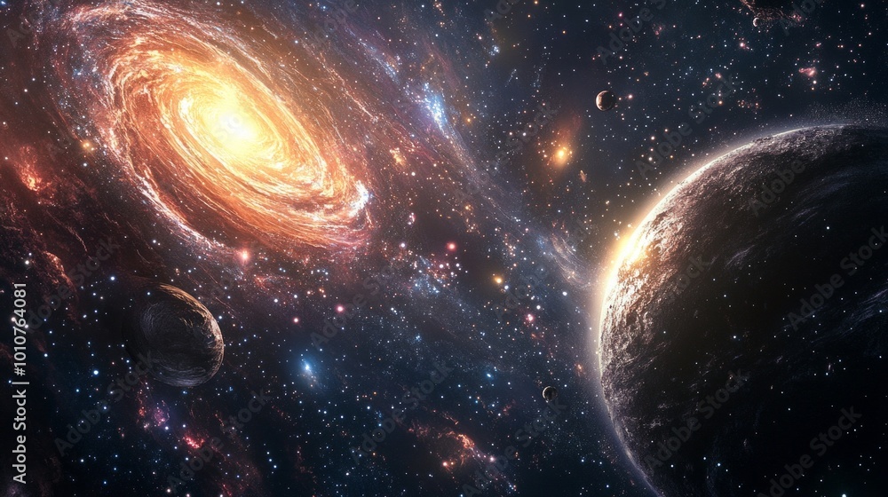Dark space background with twinkling stars and a glowing galaxy, creating a vast cosmic scene. Dark space background with twinkling stars and a glowing galaxy, creating a vast cosmic scene.
