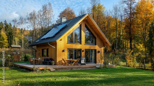 Passive house with minimal heating and cooling needs.