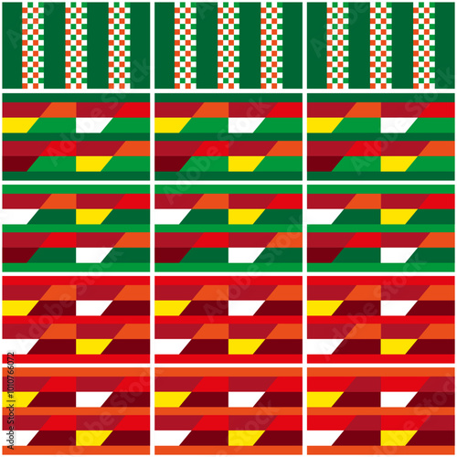 African seamless textile or fabric print vector pattern , Kente nwentoma style inspired vector design photo