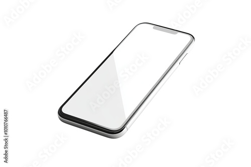 Smartphone on a white isolated background, showcasing a sleek design with a glossy screen.