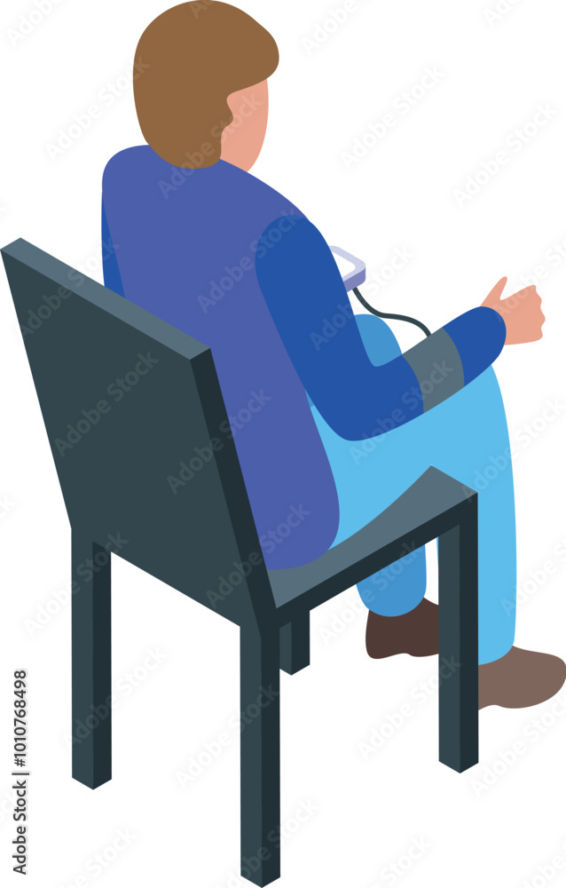 Man is sitting and taking his blood pressure at home using a digital sphygmomanometer Man is sitting and taking his blood pressure at home using a digital sphygmomanometer