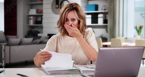 фотографія Reading Bad Letter With Finance Bill