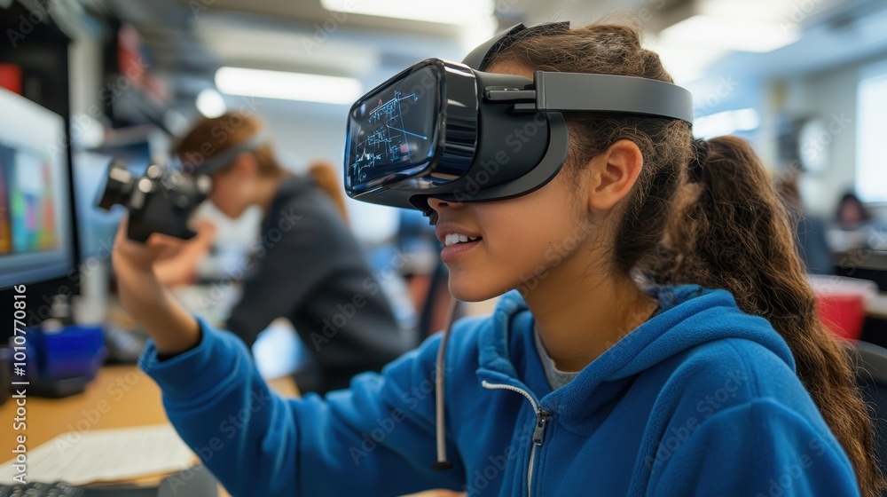 Teachers integrating virtual reality into STEAM education, allowing students to visualize complex scientific phenomena. Teachers integrating virtual reality into STEAM education, allowing students to visualize complex scientific phenomena.