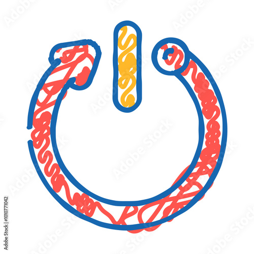 automatic shut down product label caution doodle icon sketch vector. automatic shut down product label caution sign. isolated symbol illustration