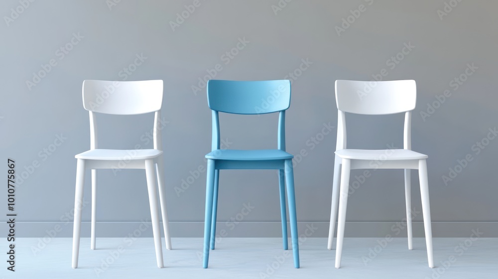 Blue Chair Among White Chairs Blue Chair Among White Chairs