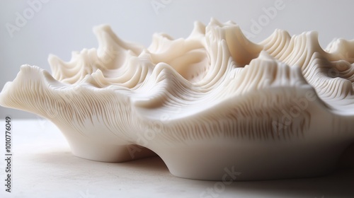 Abstract White Ceramic Sculpture: Organic Forms in Minimalist Design