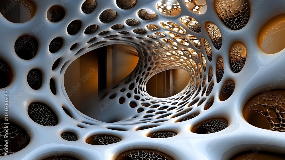 Abstract D Design with White and Gold Organic Shapes Abstract D Design with White and Gold Organic Shapes